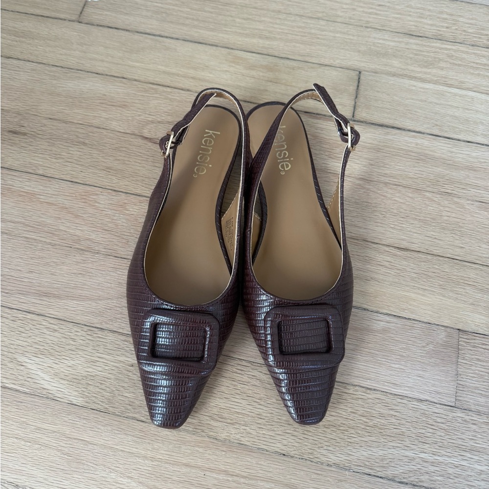Kensie faux brown sling back flats size 6.5